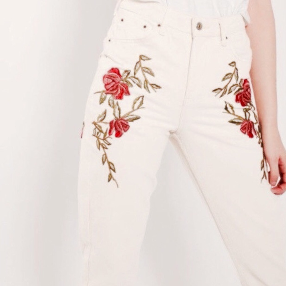 Sz 25 Topshop Moto Embroidered Floral Jeans